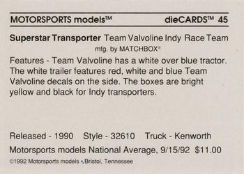 1992 Motorsports Diecards #45 Al Unser Jr. Back