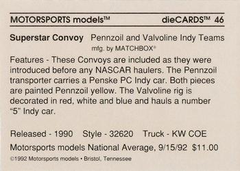 1992 Motorsports Diecards #46 Rick Mears/Al Unser Jr. Back