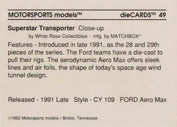 1992 Motorsports Diecards #49 Mark Martin Back