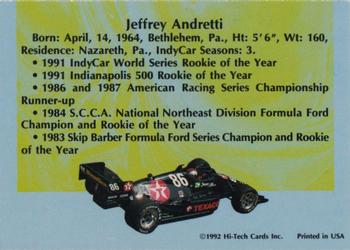 1992 Hi-Tech Jeffrey Andretti #NNO Jeff Andretti Back