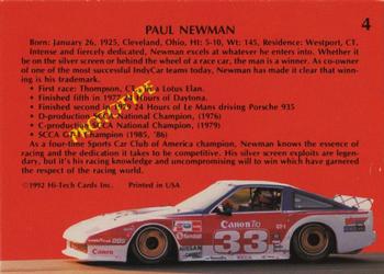 1992 Hi-Tech Starting Grid #4 Paul Newman Back