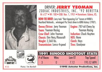 1992 Parts Plus Super Chevy Show #35 Jerry Yeoman Back
