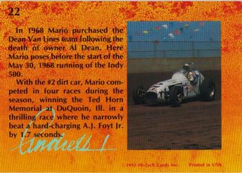 1992 Hi-Tech Mario Andretti #22 Mario Andretti Back