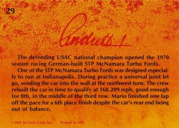 1992 Hi-Tech Mario Andretti #29 Mario Andretti Back
