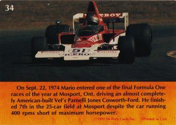 1992 Hi-Tech Mario Andretti #34 Mario Andretti Back