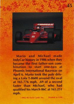 1992 Hi-Tech Mario Andretti #45 Mario Andretti Back