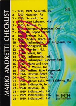 1992 Hi-Tech Mario Andretti #51 Checklist Front