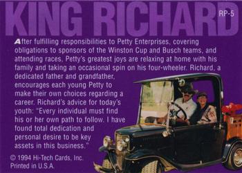 1994 Hi-Tech Brickyard 400 - Richard Petty #RP-5 Richard Petty Back