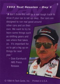 1995 Hi-Tech 1994 Brickyard 400 - Preview Proof #9 Test Session Day 1 Back