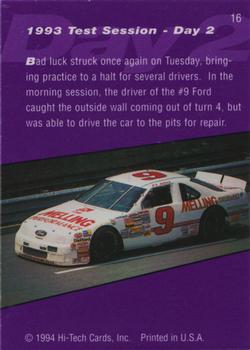 1995 Hi-Tech 1994 Brickyard 400 - Preview Proof #16 Test Session Day 2 Back