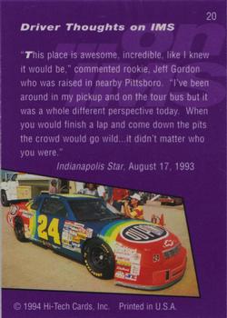 1995 Hi-Tech 1994 Brickyard 400 - Preview Proof #20 Thoughts On IMS Back