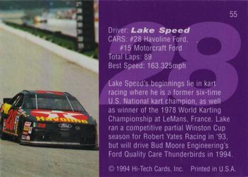 1995 Hi-Tech 1994 Brickyard 400 - Preview Proof #55 Lake Speed Back