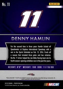 2016 Panini Prizm #11 Denny Hamlin Back