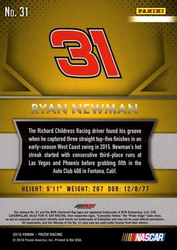 2016 Panini Prizm #31 Ryan Newman Back