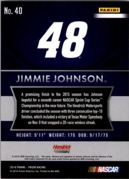 2016 Panini Prizm #40 Jimmie Johnson Back