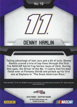 2016 Panini Certified #12 Denny Hamlin Back
