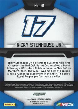 2016 Panini Certified #18 Ricky Stenhouse Jr. Back