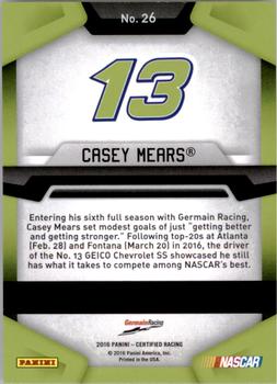 2016 Panini Certified #26 Casey Mears Back