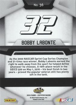 2016 Panini Certified #36 Bobby Labonte Back