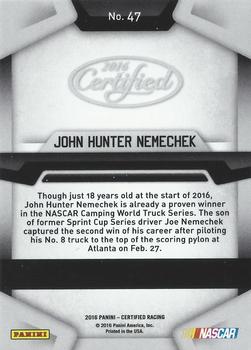 2016 Panini Certified #47 John Hunter Nemechek Back