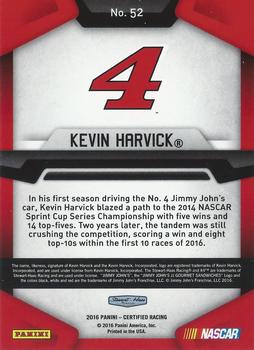 2016 Panini Certified #52 Kevin Harvick Back