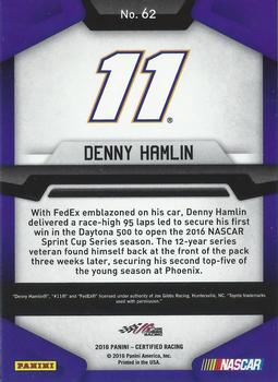2016 Panini Certified #62 Denny Hamlin Back