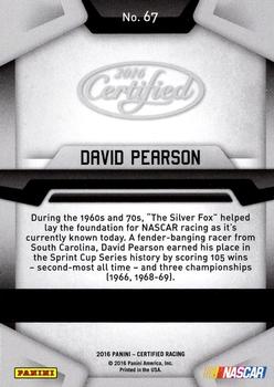 2016 Panini Certified #67 David Pearson Back