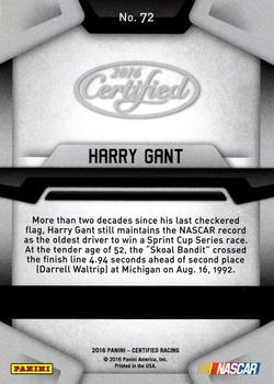 2016 Panini Certified #72 Harry Gant Back