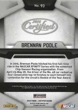 2016 Panini Certified #93 Brennan Poole Back