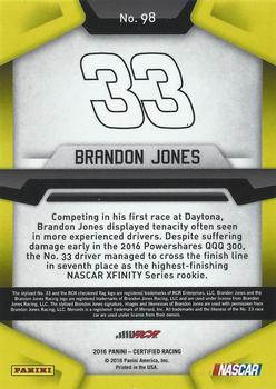 2016 Panini Certified #98 Brandon Jones Back