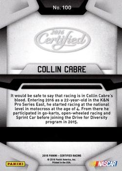 2016 Panini Certified #100 Collin Cabre Back