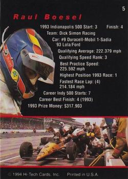 1994 Hi-Tech Indianapolis 500 #5 Raul Boesel Back