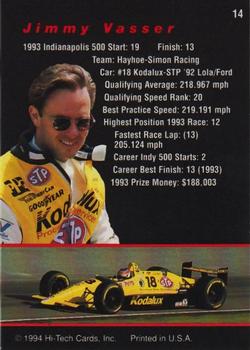 1994 Hi-Tech Indianapolis 500 #14 Jimmy Vasser Back