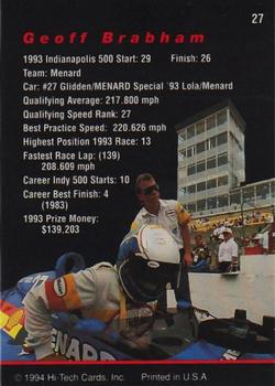 1994 Hi-Tech Indianapolis 500 #27 Geoff Brabham Back