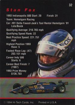 1994 Hi-Tech Indianapolis 500 #32 Stan Fox Back
