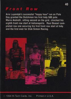 1994 Hi-Tech Indianapolis 500 #40 The Front Row Back