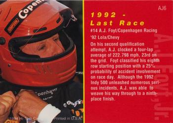 1994 Hi-Tech Indianapolis 500 - A.J. Foyt, Jr. #AJ6 1992 - The Final Year Back
