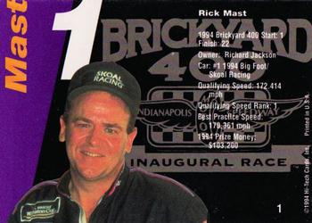1995 Hi-Tech 1994 Brickyard 400 - Gold Foil #1 Rick Mast Back