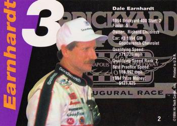 1995 Hi-Tech 1994 Brickyard 400 - Gold Foil #2 Dale Earnhardt Back