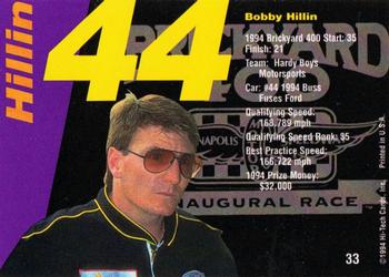 1995 Hi-Tech 1994 Brickyard 400 - Gold Foil #33 Bobby Hillin Back
