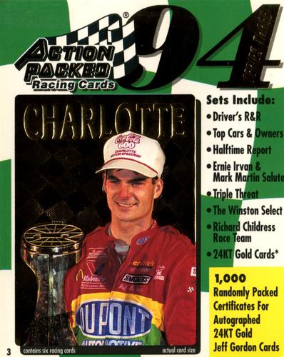 1994 Action Packed - Series 3 Oversize Pack Covers #3 Jeff Gordon Front
