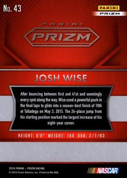 2016 Panini Prizm - Red, White & Blue Prizm #43 Josh Wise Back