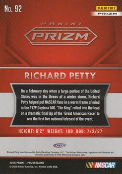 2016 Panini Prizm - Red, White & Blue Prizm #92 Richard Petty Back