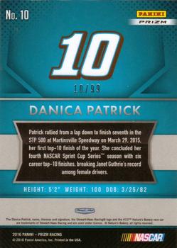 2016 Panini Prizm - Blue Flag Prizm #10 Danica Patrick Back