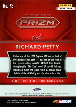 2016 Panini Prizm - Checkered Flag Prizm #72 Richard Petty Back