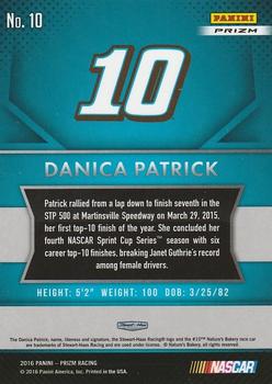 2016 Panini Prizm - Prizm #10 Danica Patrick Back