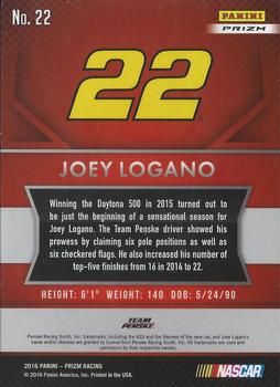 2016 Panini Prizm - Prizm #22 Joey Logano Back