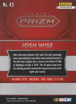 2016 Panini Prizm - Prizm #43 Josh Wise Back