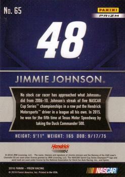 2016 Panini Prizm - Prizm #65 Jimmie Johnson Back
