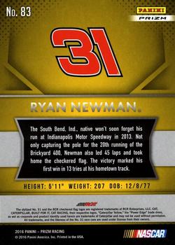 2016 Panini Prizm - Prizm #83 Ryan Newman Back